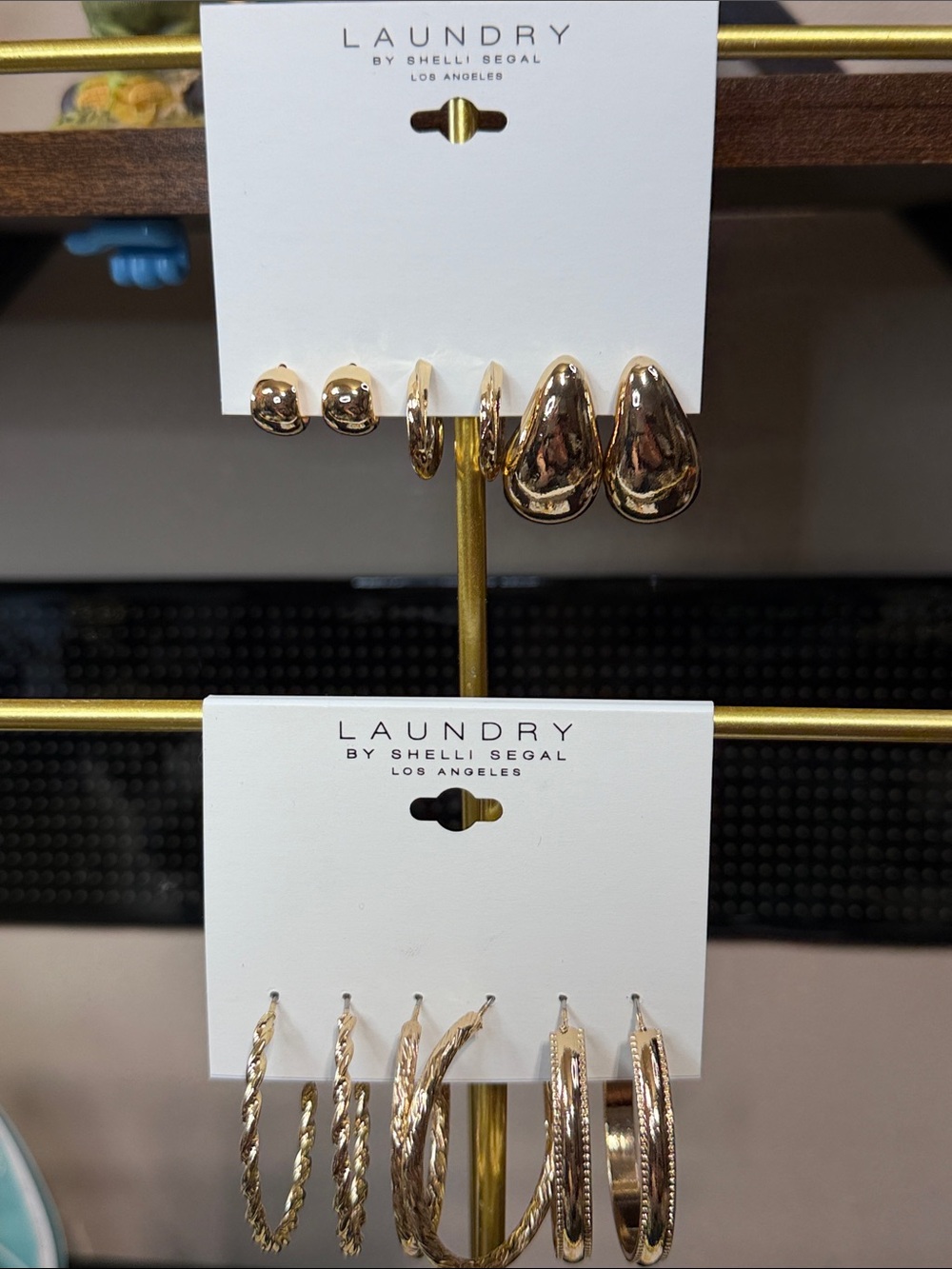 Laundry By Shelli Segal Gold Tone Hoop and Stud Earrings 6 Pair D8